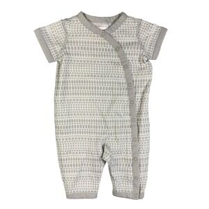 Hanna Andersson Organic Cotton Baby Romper 0-3 Months Gray Print Onesie